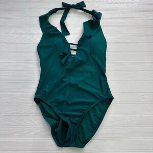 Rod Beattie emerald ruffle one piece swimsuit size 8